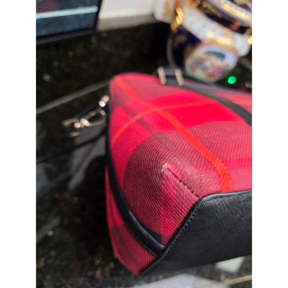 Kate Spade Newbury Lane Plaid Small Rachelle Satchel Red Black Buffalo Check Bag